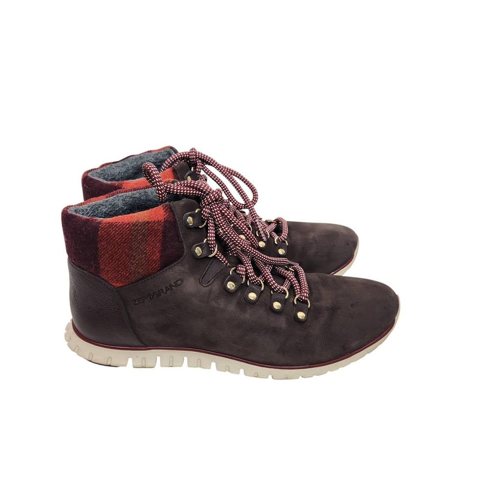 COLE HAAN Boots Womens 8 Brown Red Buffalo Plaid ZeroGrand Waterproof‎ Hiking